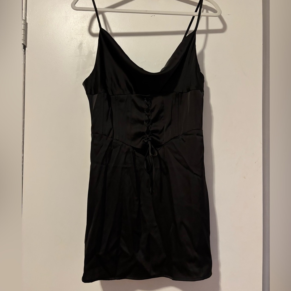 Urban Outfitters Black Ruched Mini Slip Dress - Picture 2 of 4